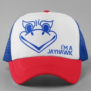 NEW Kansas Jayhawks I am Big Face Foam Trucker Snapback Hat Red White Blue